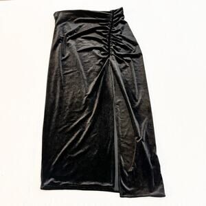 Zara Rouched Assymetrical Split Skirt Faux Velvet Size Small